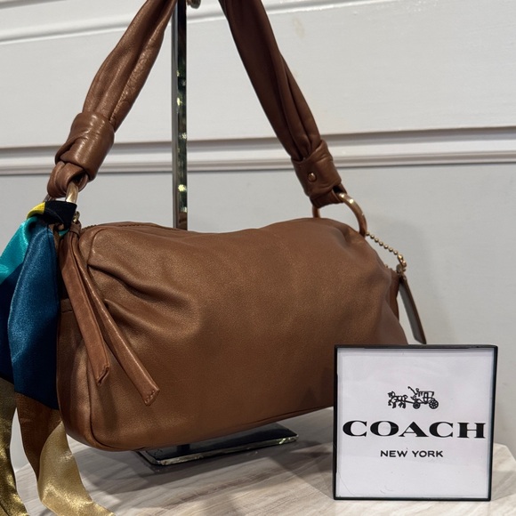 Coach Handbags - Coach Bag Parker Pleated Brown Metallic Soft Leather Shoulder Bag